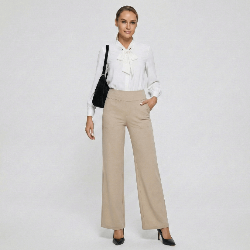 Stretch High-Waist Business Casual Pants - Beige