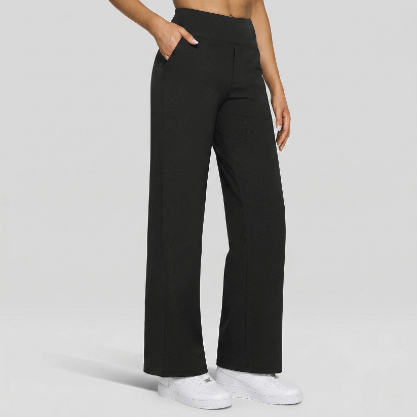 Stretch High-Waist Business Casual Pants - Black