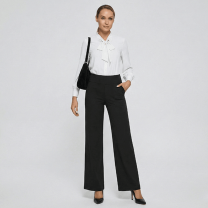 Stretch High-Waist Business Casual Pants - Black