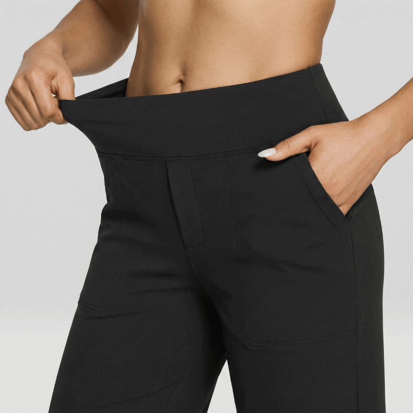 Stretch High-Waist Business Casual Pants - Black