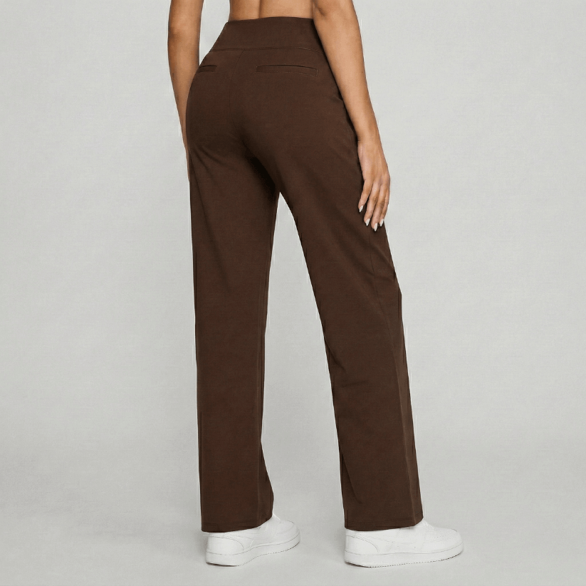 Stretch High-Waist Business Casual Pants - Brown