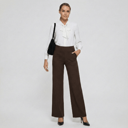 Stretch High-Waist Business Casual Pants - Brown