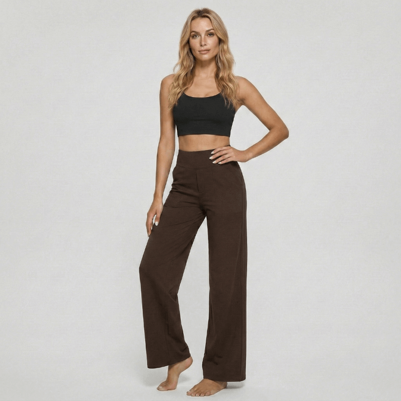 Stretch High-Waist Business Casual Pants - Brown