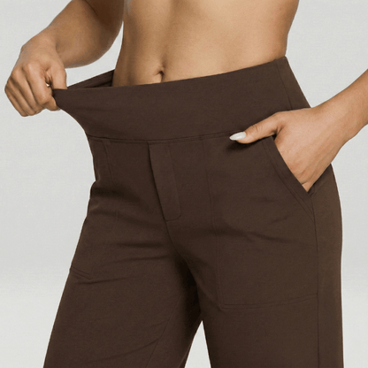 Stretch High-Waist Business Casual Pants - Brown