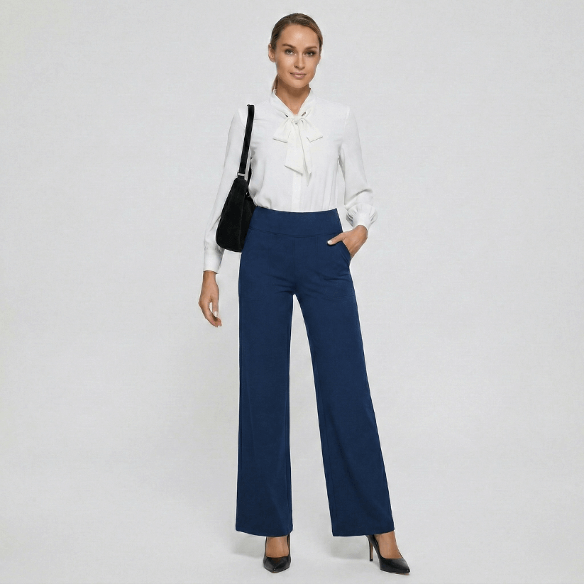 Stretch High-Waist Business Casual Pants - Blue Sapphire