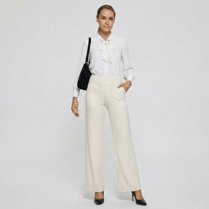 Stretch High-Waist Business Casual Pants - White